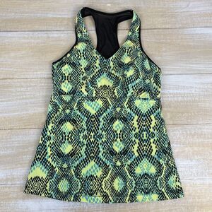 Marika Racerback Tank Top Womens S Snakeskin Activewear Mesh Built-In Bra